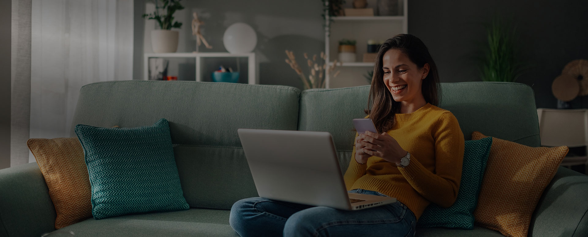 Girl usinglaptop and mobile