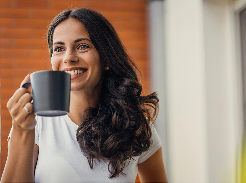 Lady having coffee