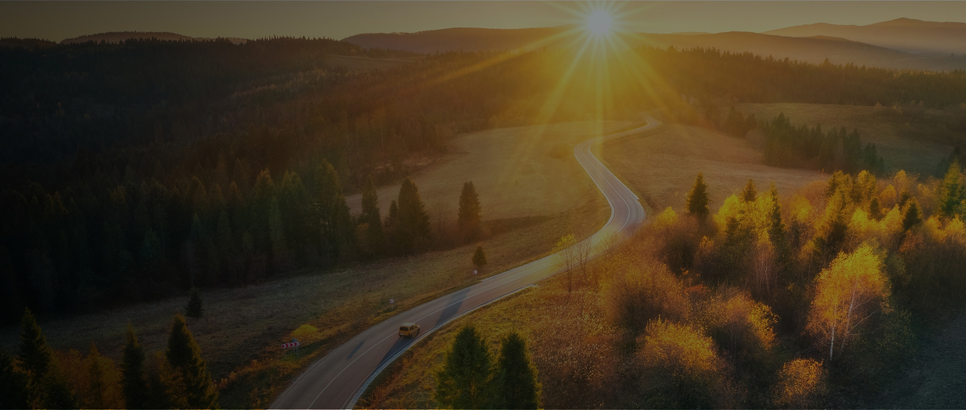 Road sun rising