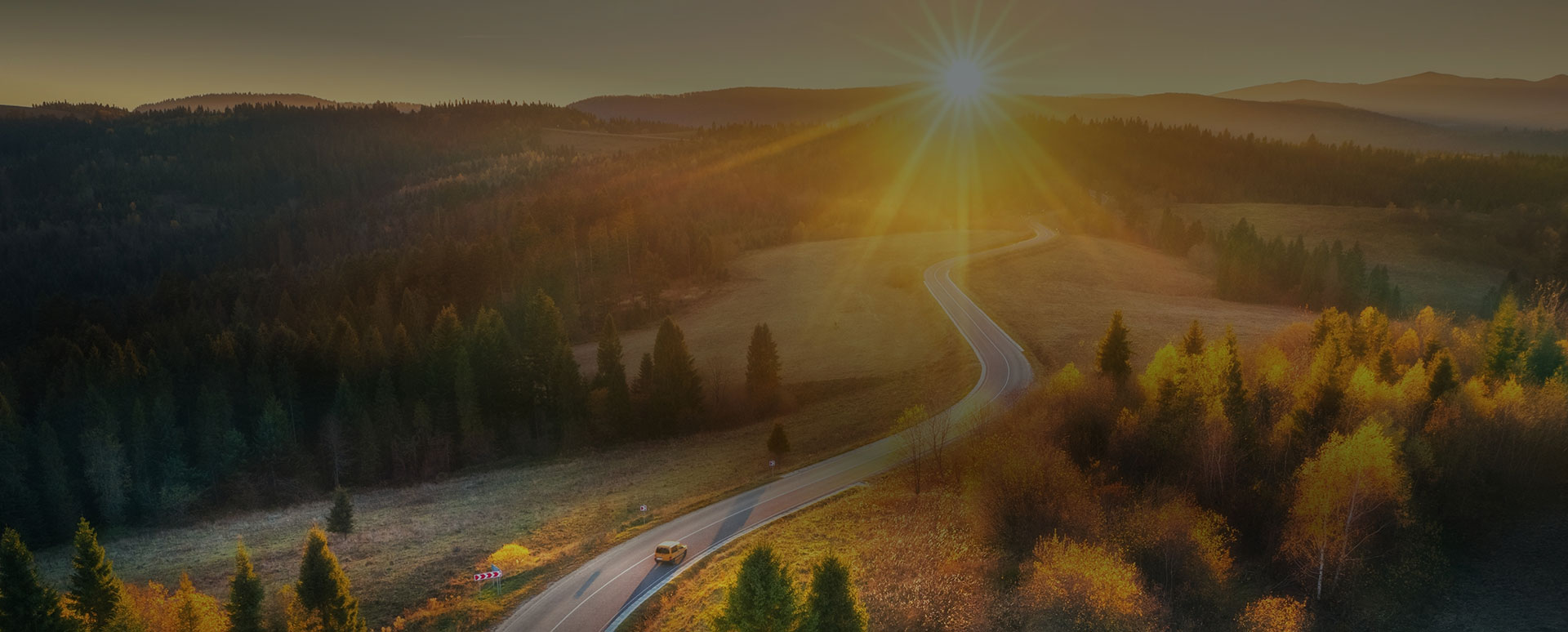 Sun rising road
